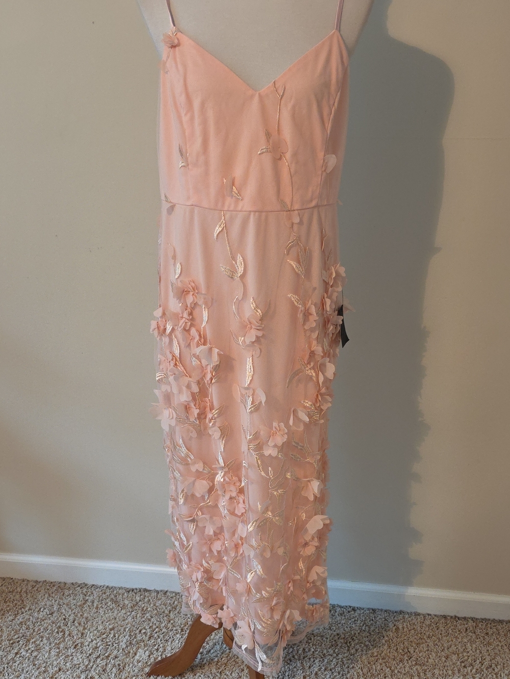 Lulus Blush Pink Floral Appliqué Slip Dress Brand New